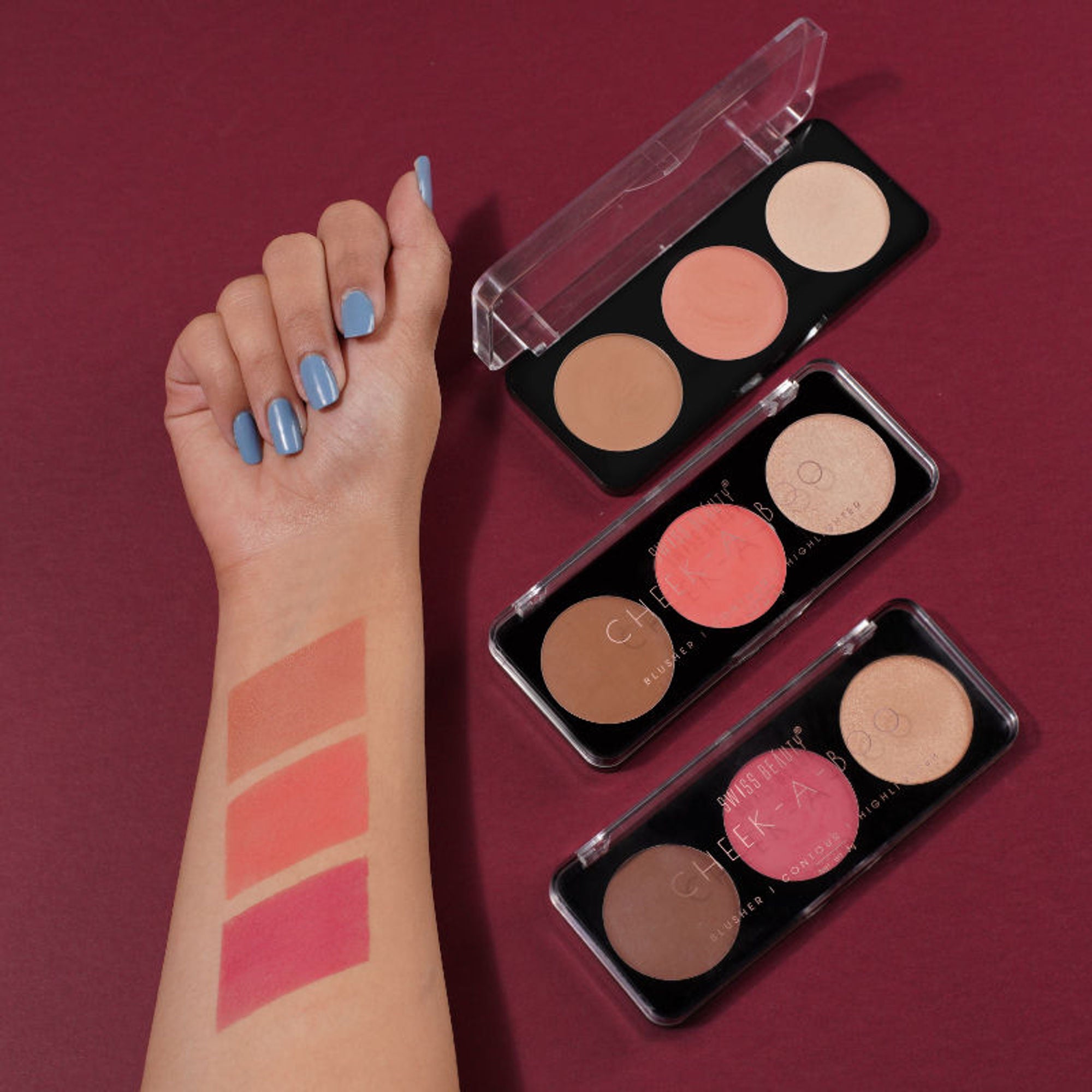Swiss Beauty Cheek-A-Boo 3 In One Blushe Contour And Highlighter - 2 | Grab2Buy