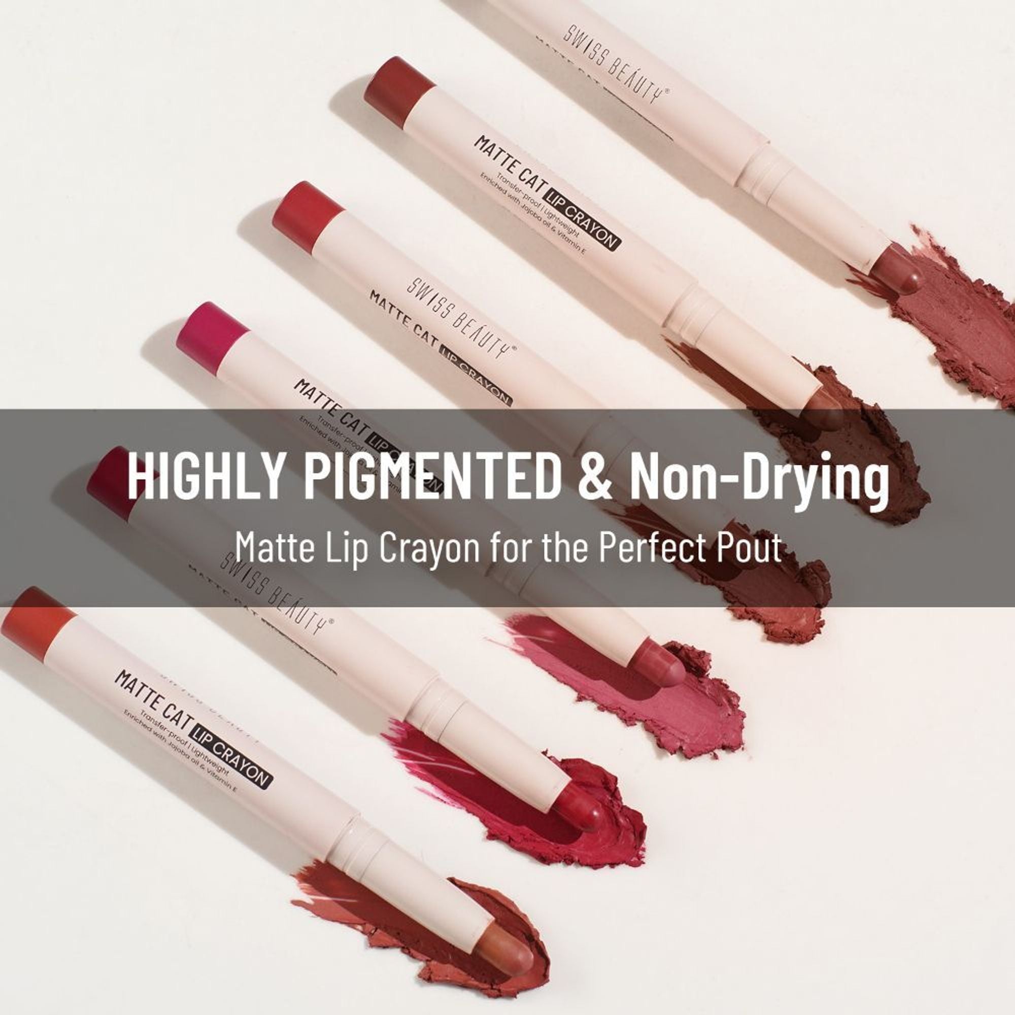 Swiss Beauty Non Transfer Matte Cat Lip Crayon - Red-Chilli | Grab2Buy
