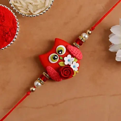 Cute Owl Polymer Clay Rakhi & Silk Chocolates | Grab2Buy
