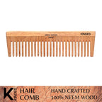 KINDED Handmade Oil Treated Wooden Hair Comb - Neem Wood NW07, Wide Tooth | Grab2Buy