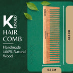 KINDED Handmade Oil Treated Wooden Hair Comb - Neem Wood NW07, Wide Tooth | Grab2Buy