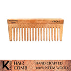 KINDED Handmade Oil Treated Wooden Hair Comb - Neem Wood NW39, Wide Tooth | Grab2Buy