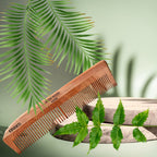KINDED Handmade Oil Treated Wooden Hair Comb - Neem Wood NW86, Dual Tooth