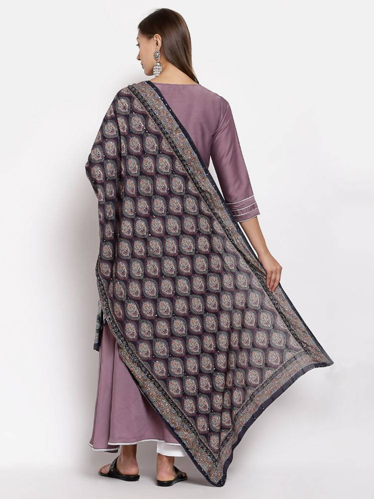 Myshka Women's Green Cotton Solid 3/4 Sleeve Round Neck Casual Kurta Dupatta Set | Grab2Buy