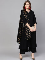 Yufta Women Black Solid Kurta with Palazzo & Dupatta | Grab2Buy