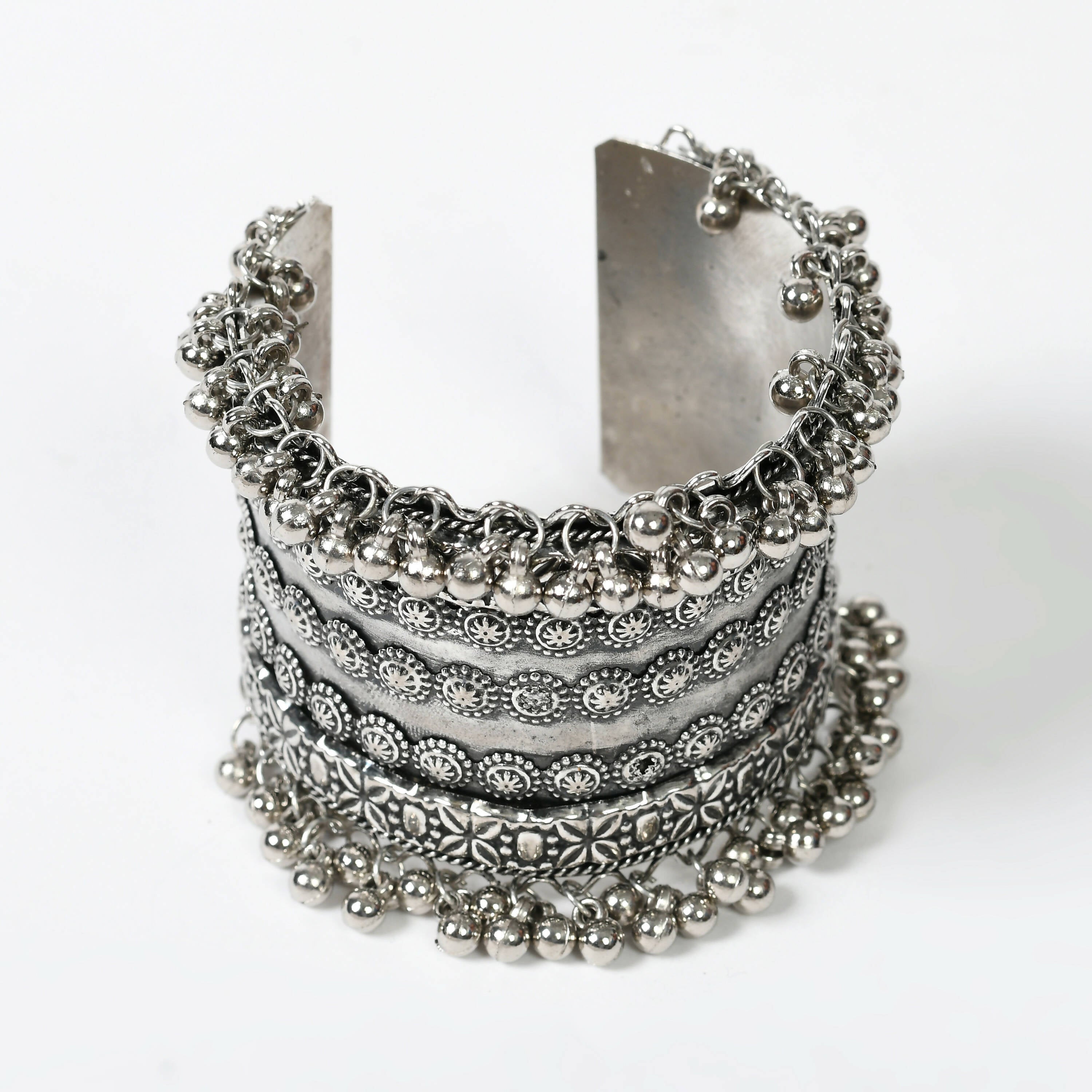 Mominos Fashion Joharkamal Oxidised Silver-Plated Ghungroo Handcraft Bracelet - Design 025 | Grab2Buy