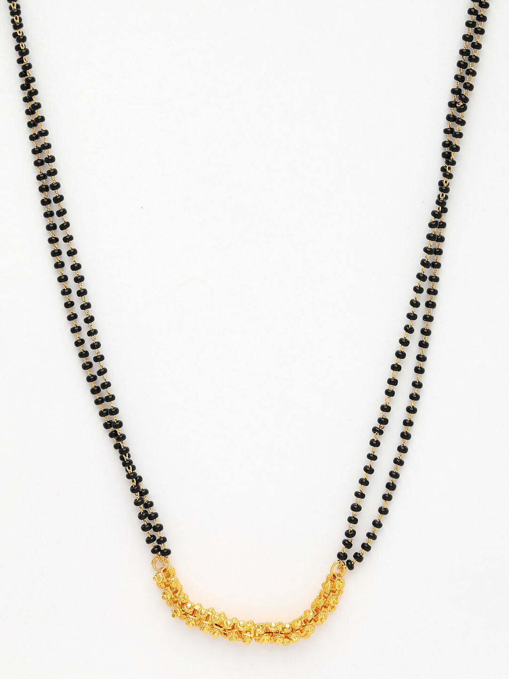 NVR Women's Set of 3 Gold-Polished CZ Stone-Studded & Beaded Mangalsutra