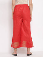 Myshka Women's Red Cotton Solid Casual Palazzo | Grab2Buy