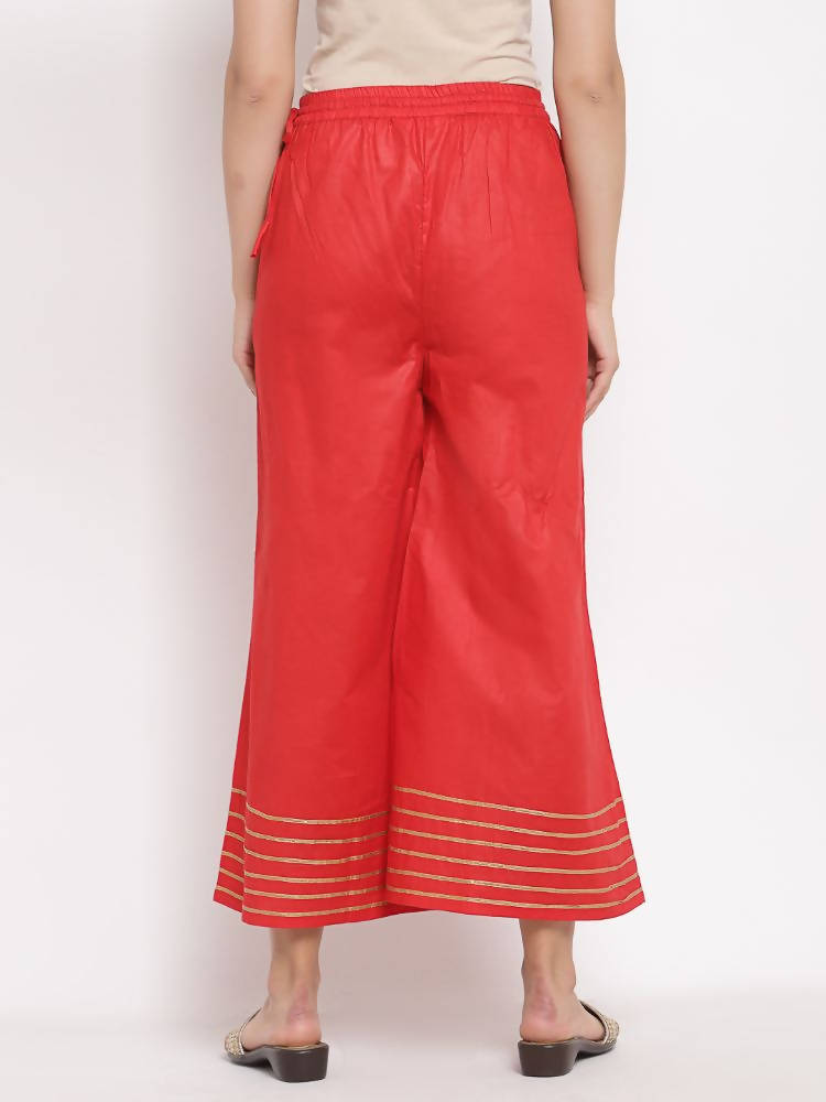 Myshka Women's Red Cotton Solid Casual Palazzo | Grab2Buy