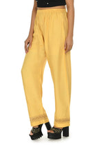 Mominos Fashion Moeza Reyon Cotton Golden Color Straight Work Palazzo | Grab2Buy
