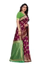 Vamika Banarasi Jacquard Weaving Wine Saree (Dangal Wine) | Grab2Buy