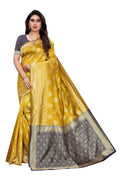 Vamika Banarasi Jacquard Weaving Yellow Saree (Dangal Yellow) | Grab2Buy