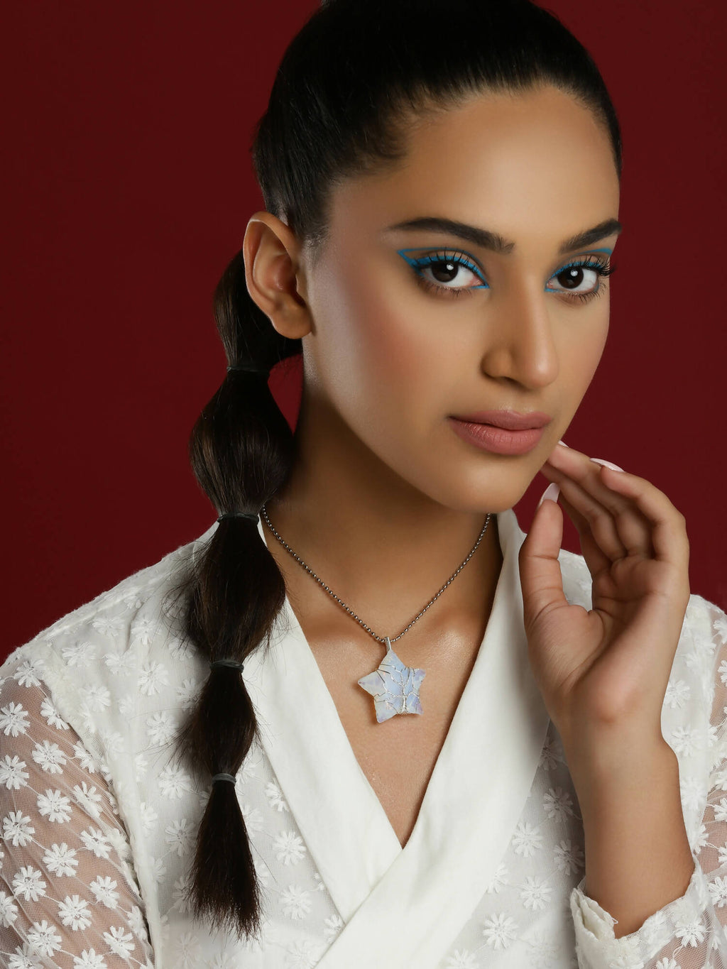 Women's Silver-Toned Blue Silver-Plated Handcrafted Chain - Ruby Raang | Grab2Buy