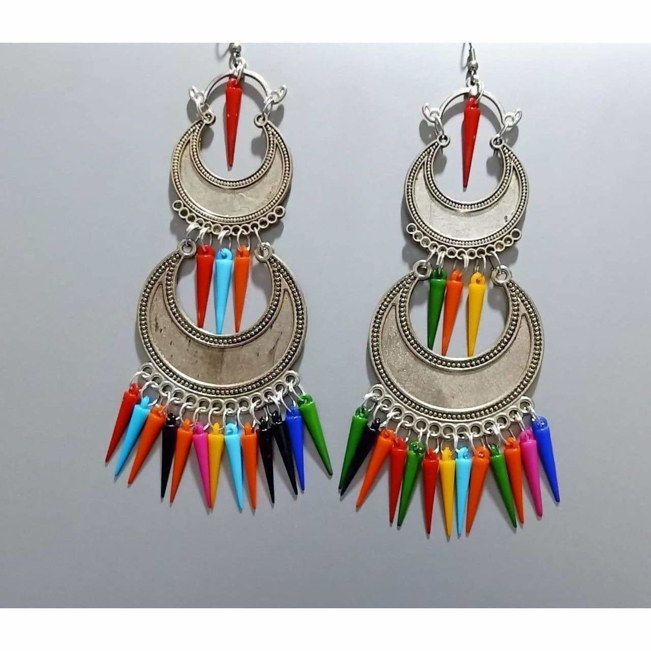 MS Fashion India Multi Color Alloy Double Chandbali Earrings | Grab2Buy