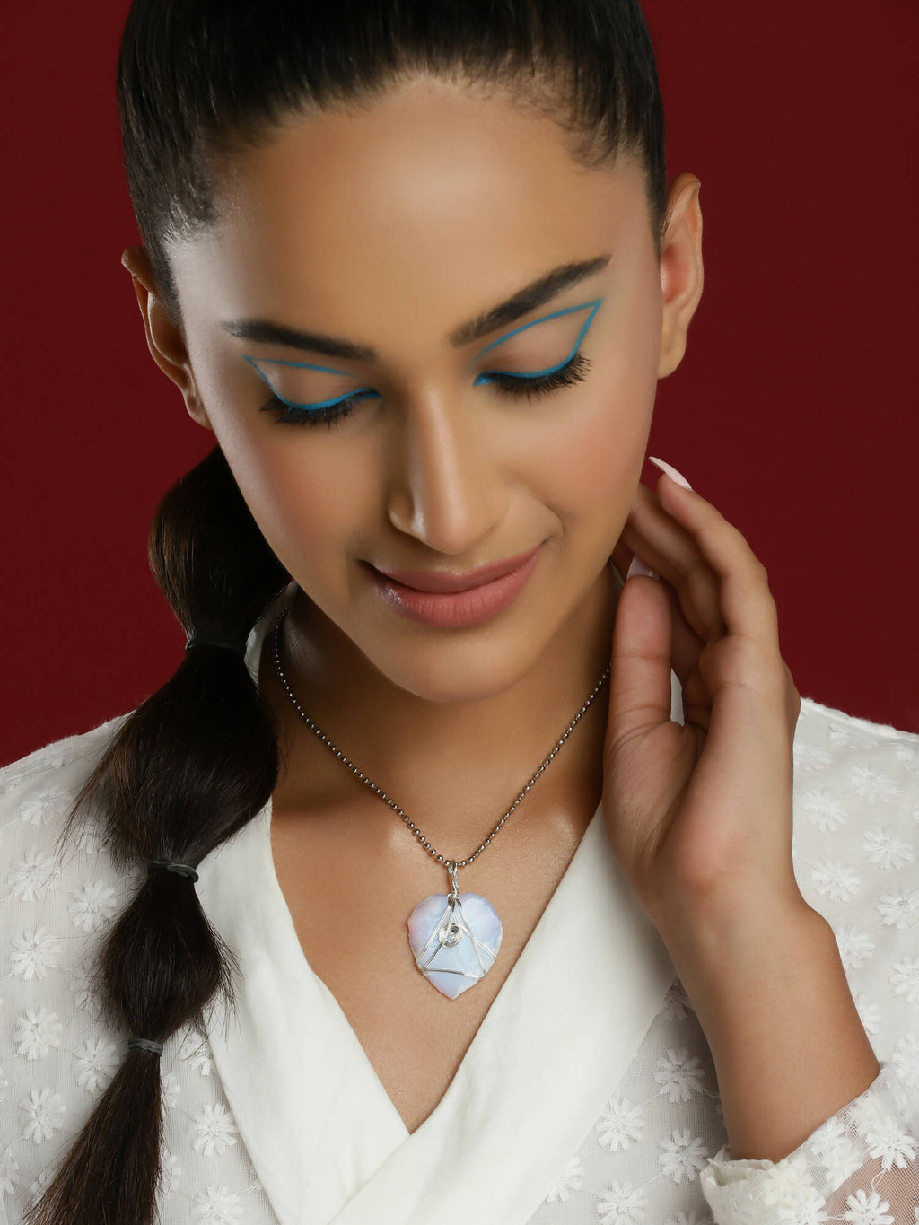Women's Silver-Toned Blue Silver-Plated Handcrafted Chain - Ruby Raang | Grab2Buy