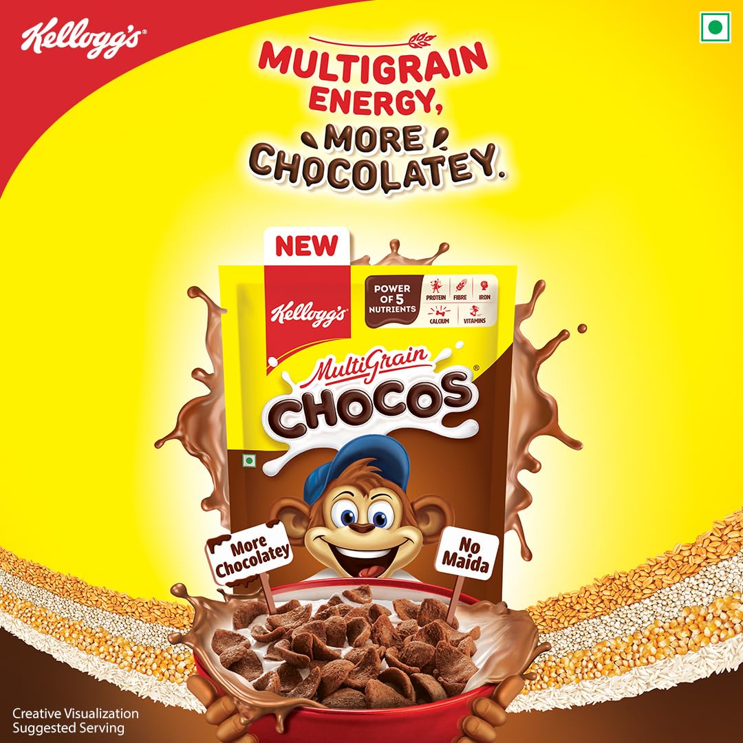 Kellogg's Multigrain Chocos For Kids, Power Of 5 Nutrients Protein, Fibre, Iron, Calcium, Vitamins | Grab2Buy