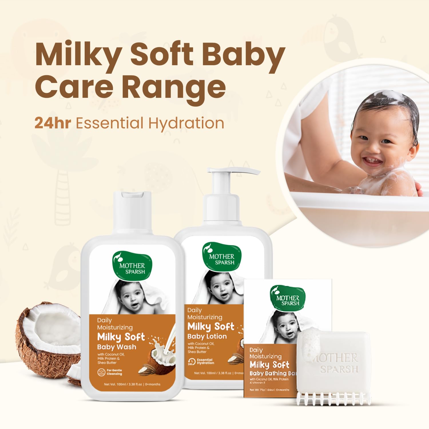 Mother Sparsh Gift Set for Babies, Combo of 5 Baby Skin Care Essentials (Sunshine Box) | Grab2Buy