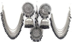 Silver-Plated Alloy Silver Black Earrings With Hair Extension - The Pari | Grab2Buy