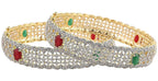 Gold-Polished Alloy American Diamond Broad Multi Bangle Set - The Pari