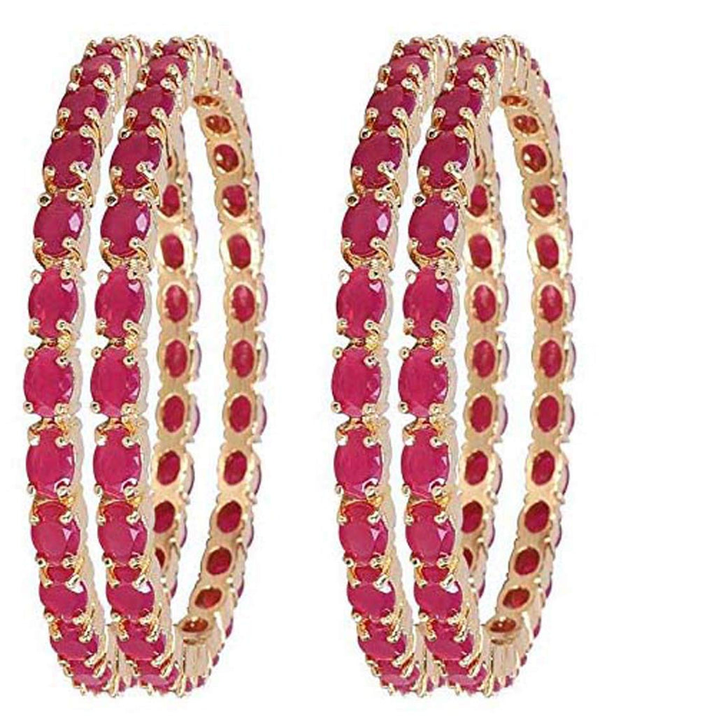 Gold-Polished Alloy Ruby Ad 4 Bangles Set - The Pari | Grab2Buy