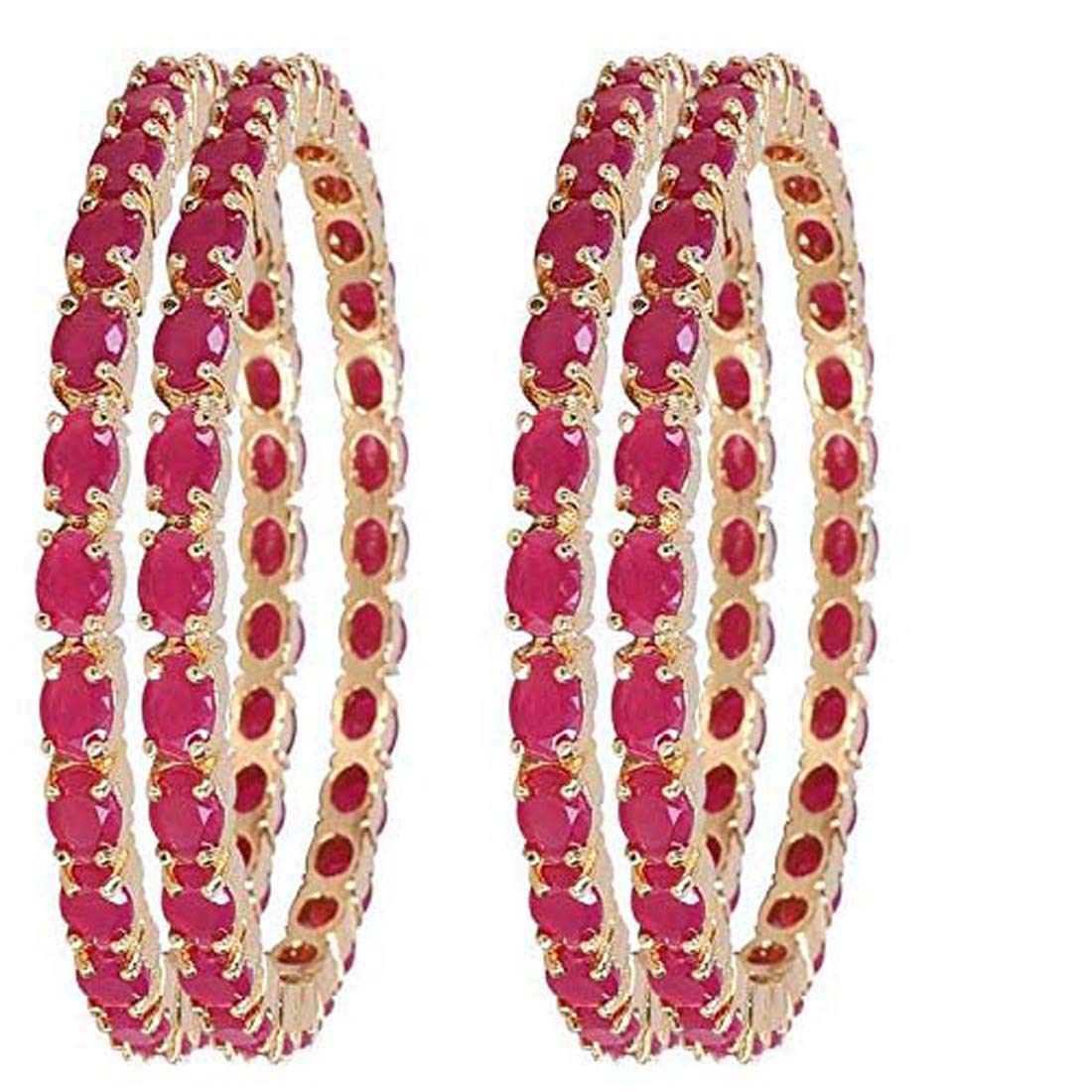 Gold-Polished Alloy Ruby Ad 4 Bangles Set - The Pari | Grab2Buy