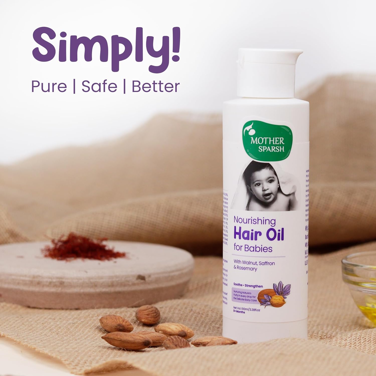 Mother Sparsh Nourishing Baby Hair Oil, Soothe & Nourishes Delicate Baby Scalp, Suitable Hair Oil for Newborns | Grab2Buy