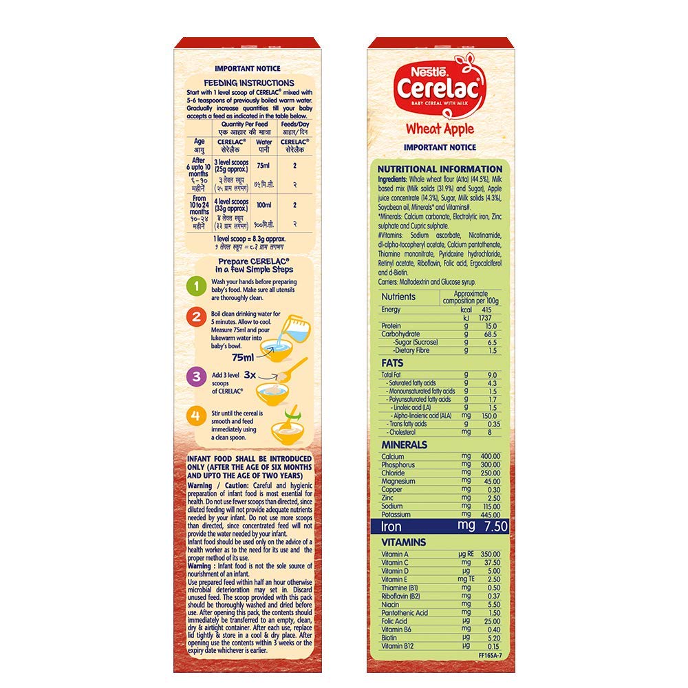 Nestle Cerelac Baby Cereal With Milk - Wheat Apple | Grab2Buy