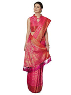 Akhilam Women's Jacquard Kanjivaram Silk Saree With Unstitched Blouse | Grab2Buy