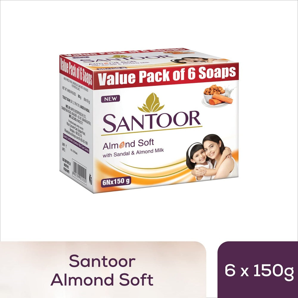 Santoor Almond Soft With Sandal & Almond Milk Soap | Grab2Buy