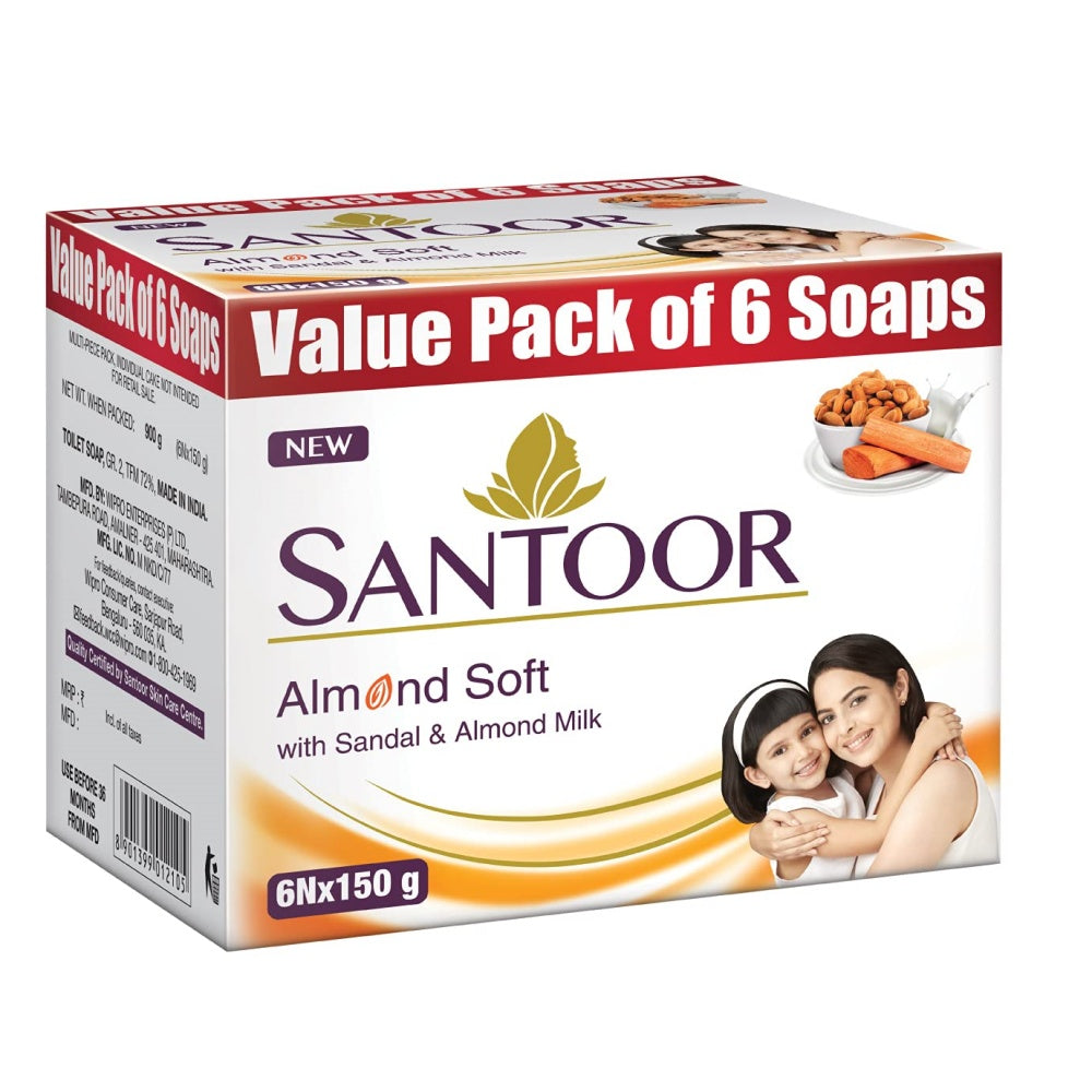 Santoor Almond Soft With Sandal & Almond Milk Soap | Grab2Buy