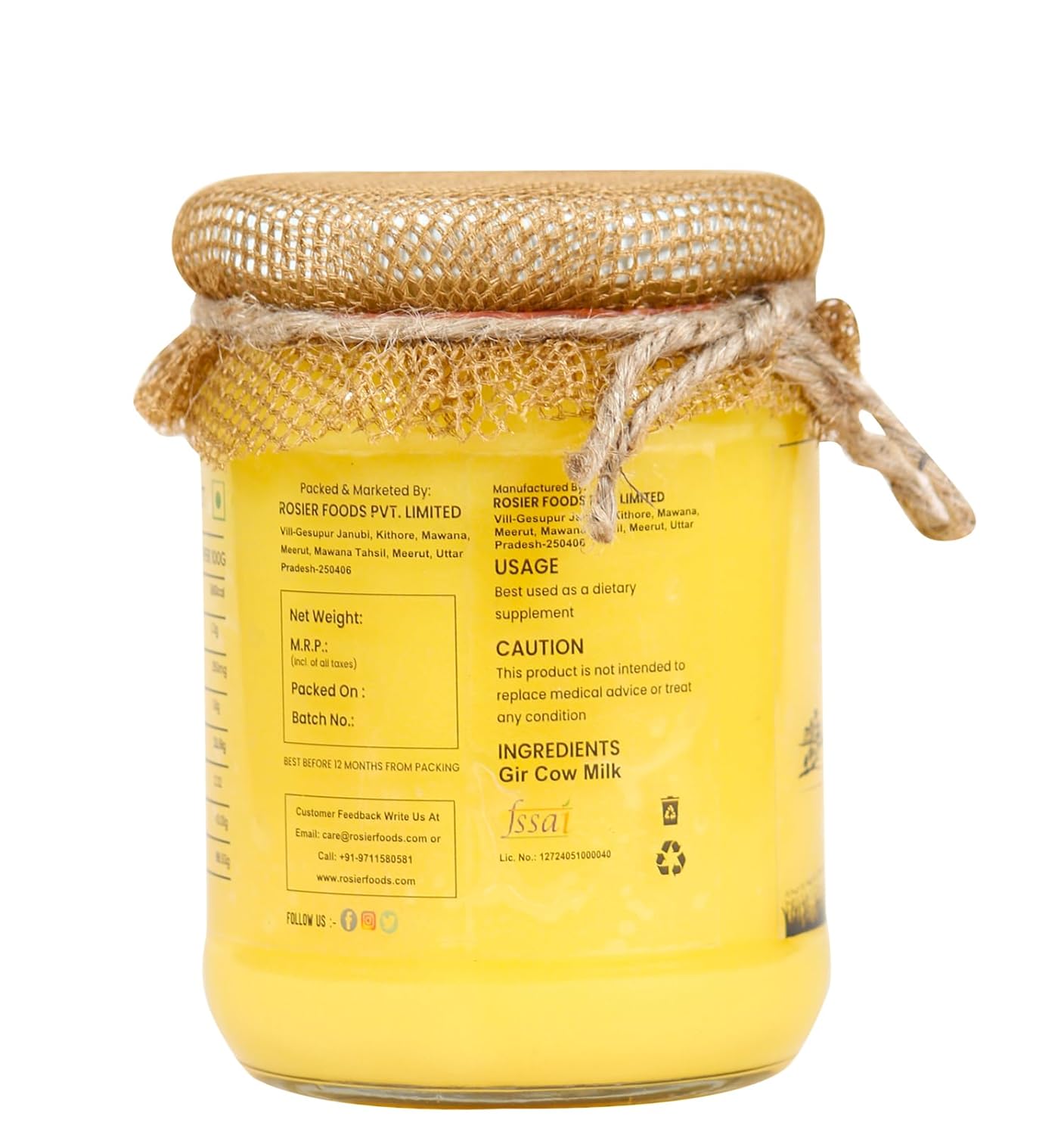 Rosier A2 Gir Cow Bilona Ghee | Traditional Bilona Method A2 Cow Ghee | Swadesiicart