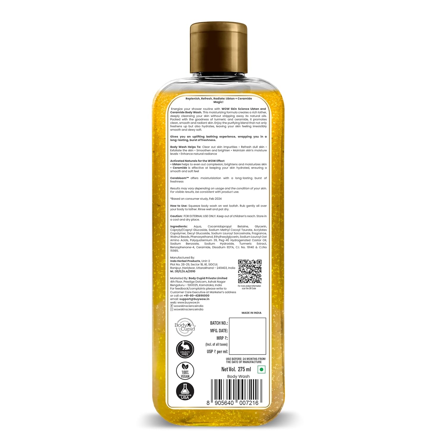 WOW Skin Science Ubtan & Ceramide Body Wash For Revives Dull Skin, Exfoliates and Softens | Grab2Buy