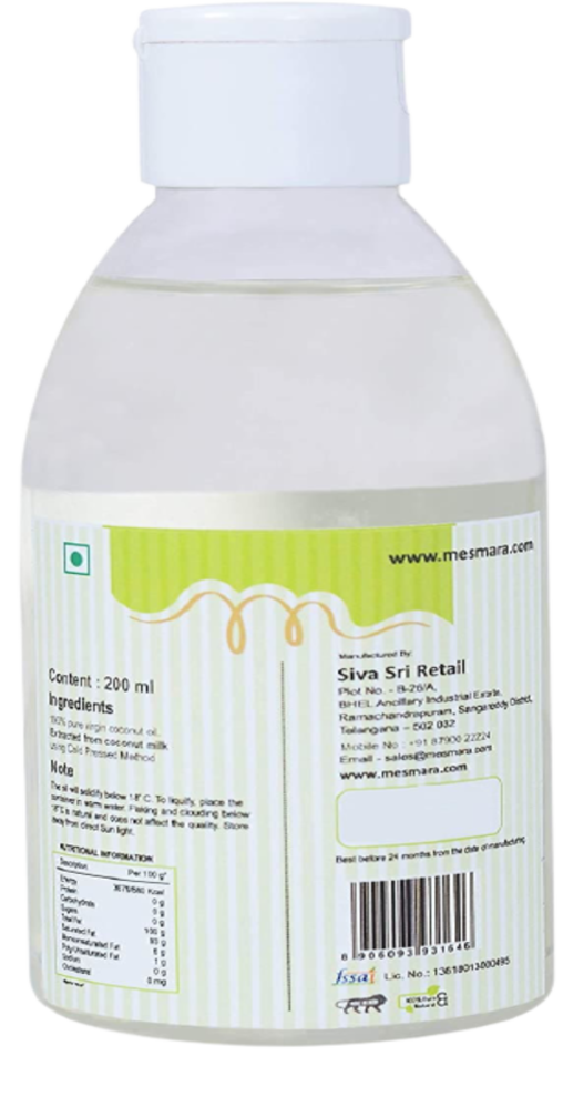 Mesmara Extra Virgin Coconut Oil 200 ml | Grab2Buy