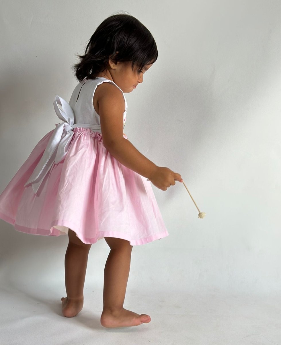 ArthLife White And Pink Unicorn Embroidered Dress | Grab2Buy