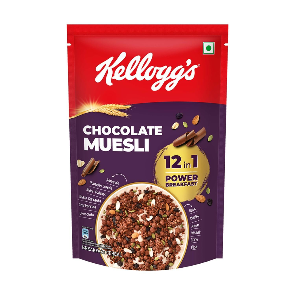 New Kellogg's Chocolate Muesli 57% Multigrain, Fruit, Nut & Seeds | Grab2Buy