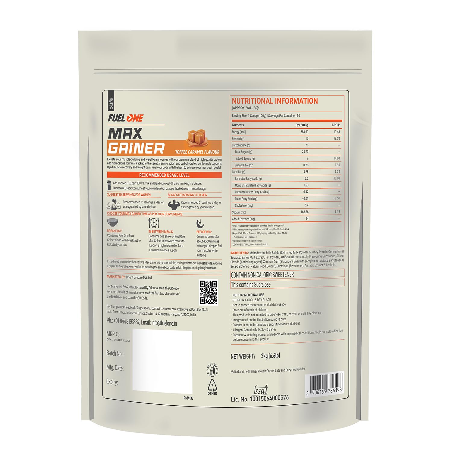 FUELONE Max Gainer - Caramel Toffee | Grab2Buy