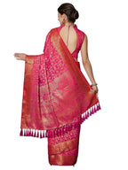 Akhilam Women's Jacquard Kanjivaram Silk Saree With Unstitched Blouse | Grab2Buy
