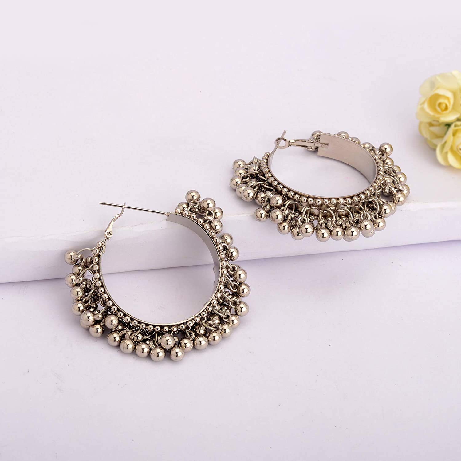 Silver-Plated Alloy Silver Hoop Earrings - The Pari | Grab2Buy