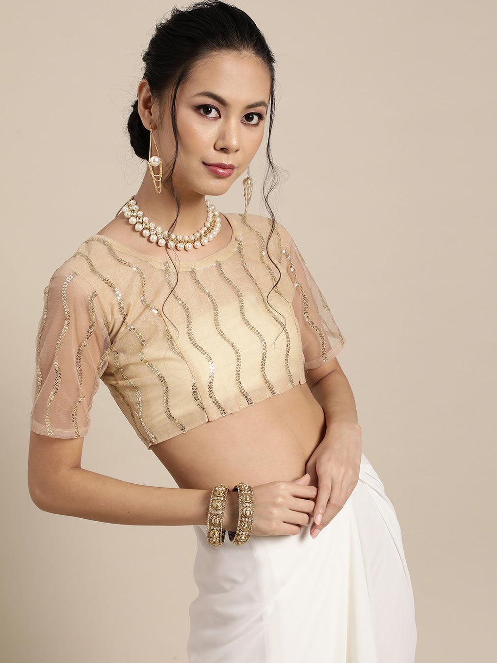 Saree Mall White & Golden Floral Muga Saree | Grab2Buy