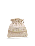 Masq Women Beige & Gold-Toned Embellished Potli | Grab2Buy