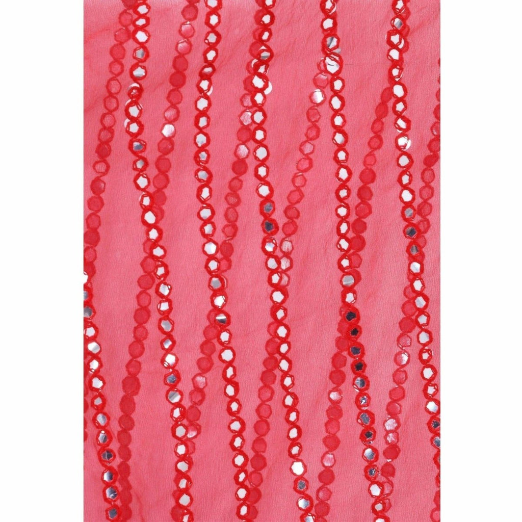 A R Silk Women's Heavy Mirror Work Orgenza Cotton Red Dupatta | Grab2Buy