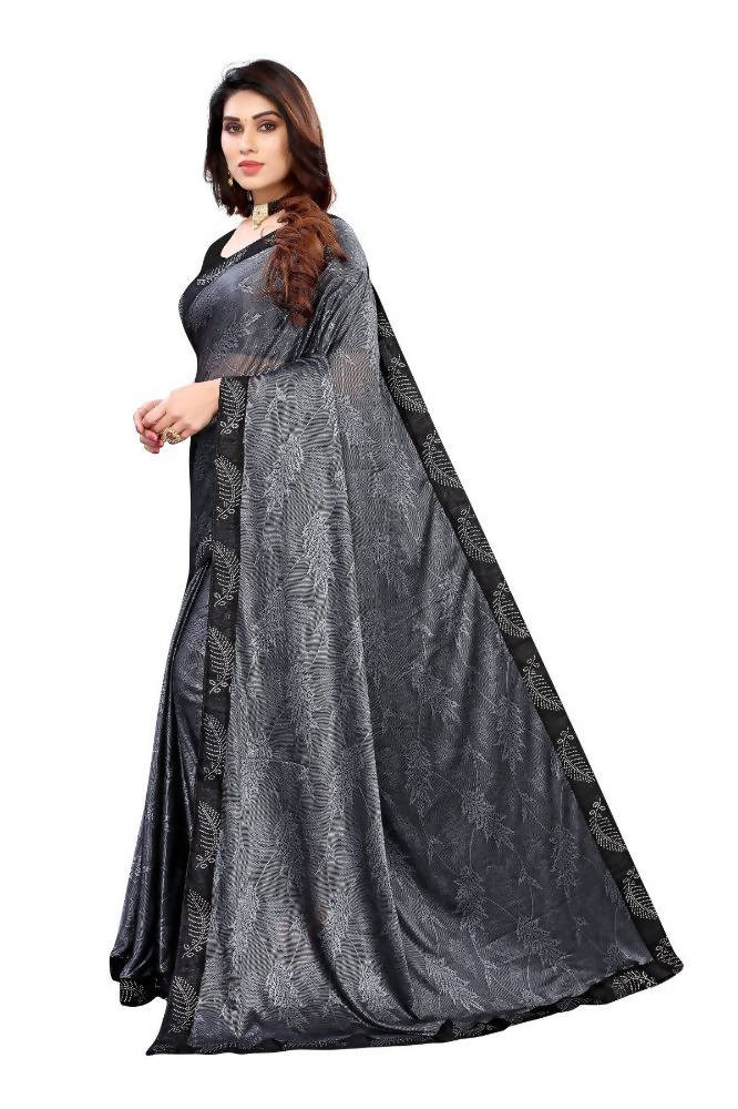 Vamika Grey Malai Silk Embroidery Saree | Grab2Buy