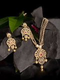 Saraf RS Jewellery Gold-Polished White & Magenta American Diamond Studded Jewellery Set | Grab2Buy