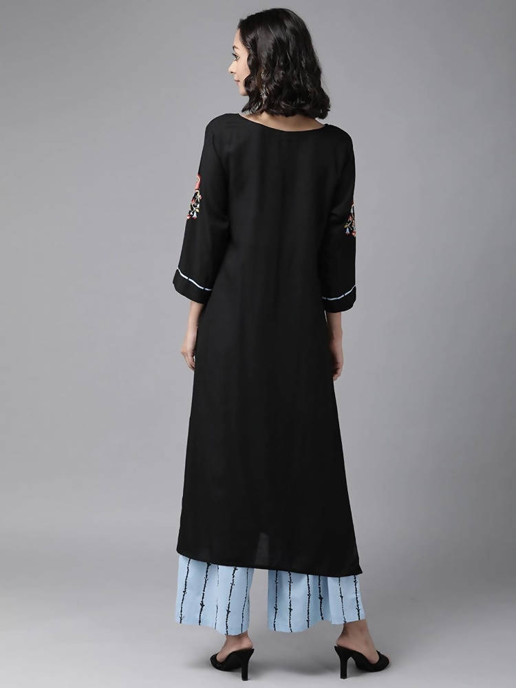 Yufta Black Kurta with Palazzo Set | Grab2Buy
