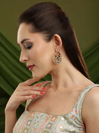 Navratan Round Earrings - Ruby Raang | Grab2Buy