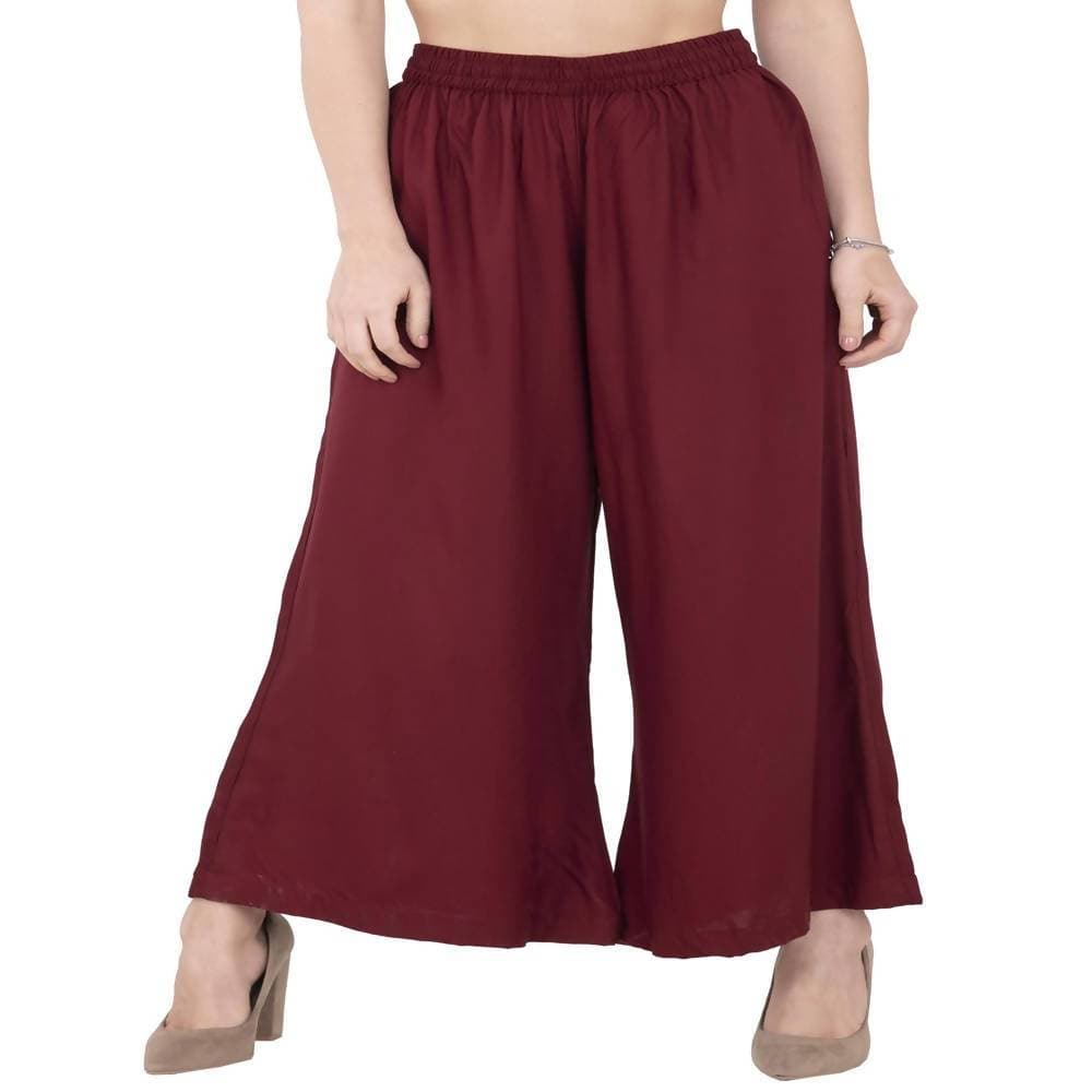 Lagi Women's Maroon Solid Palazzo (PLZ04I) | Grab2Buy