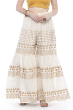 Mominos Fashion Cotton Off White Gold Print With Gota Sharara | Grab2Buy