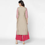 Cheera Hand Block Print Pink Colour Straight Kurta With Palazzo (MAAI-077K) | Grab2Buy