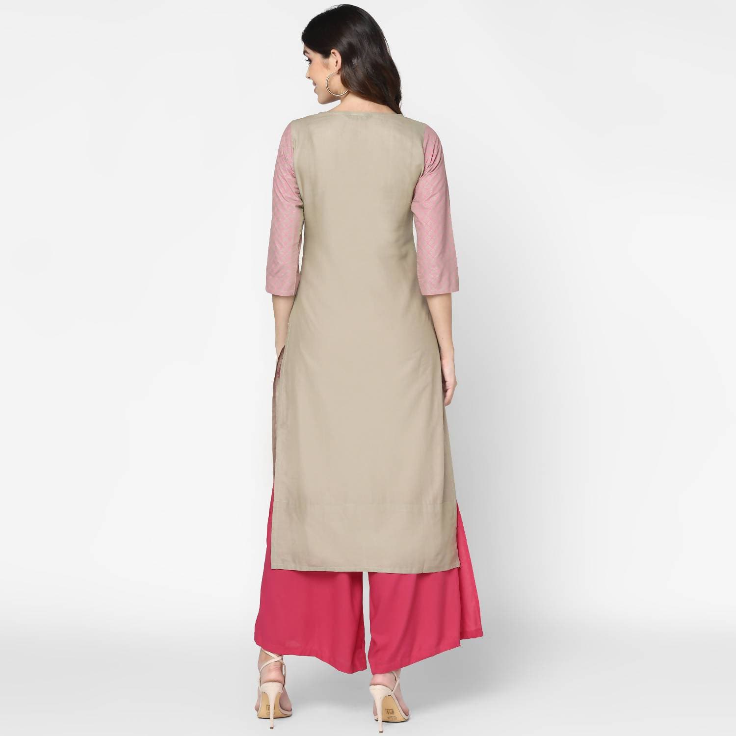 Cheera Hand Block Print Pink Colour Straight Kurta With Palazzo (MAAI-077K) | Grab2Buy