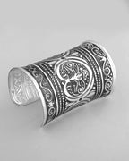 VOJ Silver Plated Oxidised Long Cuff Bracelet | Grab2Buy
